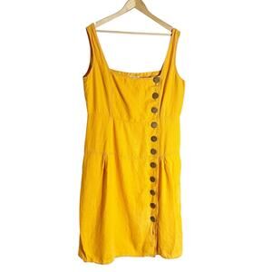 Nicholas Button Front Square Neck Sleeveless Pinafore Midi Dress Orange 16